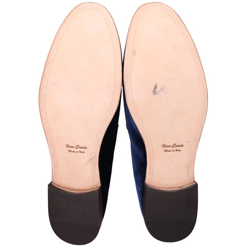NEW Blu Scarpa Italy Men 19.5 Navy Blue Velvet Dress Shoe Slipper Formal Loafers - Picture 3 of 14